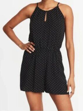 OLD NAVY womens ROMPER black POLKA DOT white SHORTS summer LIGHTWEIGHT SIZE S